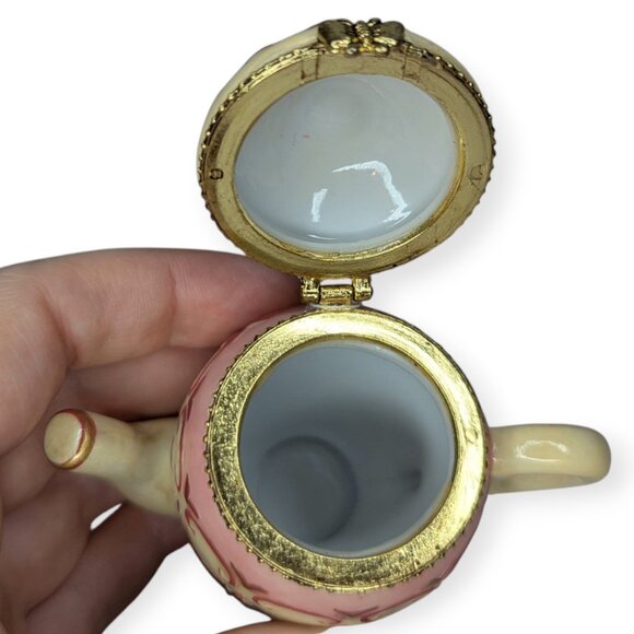 Vintage 1999 NWT A Special Place Ceramic Hinged Tea Pot Trinket Vessel w/Box 4" - Picture 10 of 13